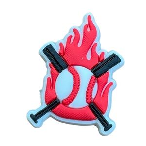 Baseball Fire Croc Charm